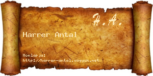 Harrer Antal névjegykártya